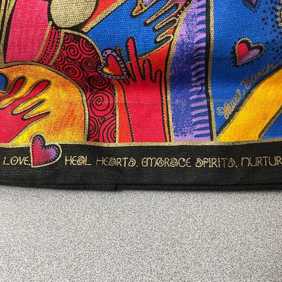 Laurel Burch Shoulder Bag Purse Multicolor Art Faces Women Hearts Zip NWT - Picture 8 of 8